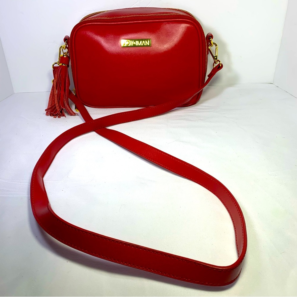 Joy & Iman Vintage Red Compact  Leather Crossbody Handbag, Purse NWOT